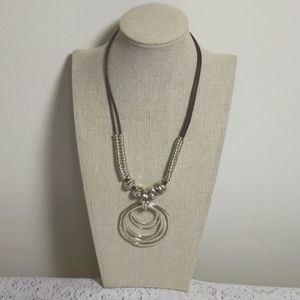2 FOR $15 BUNDLE SALE! Women Jewelry  Silver and brown leather necklace.